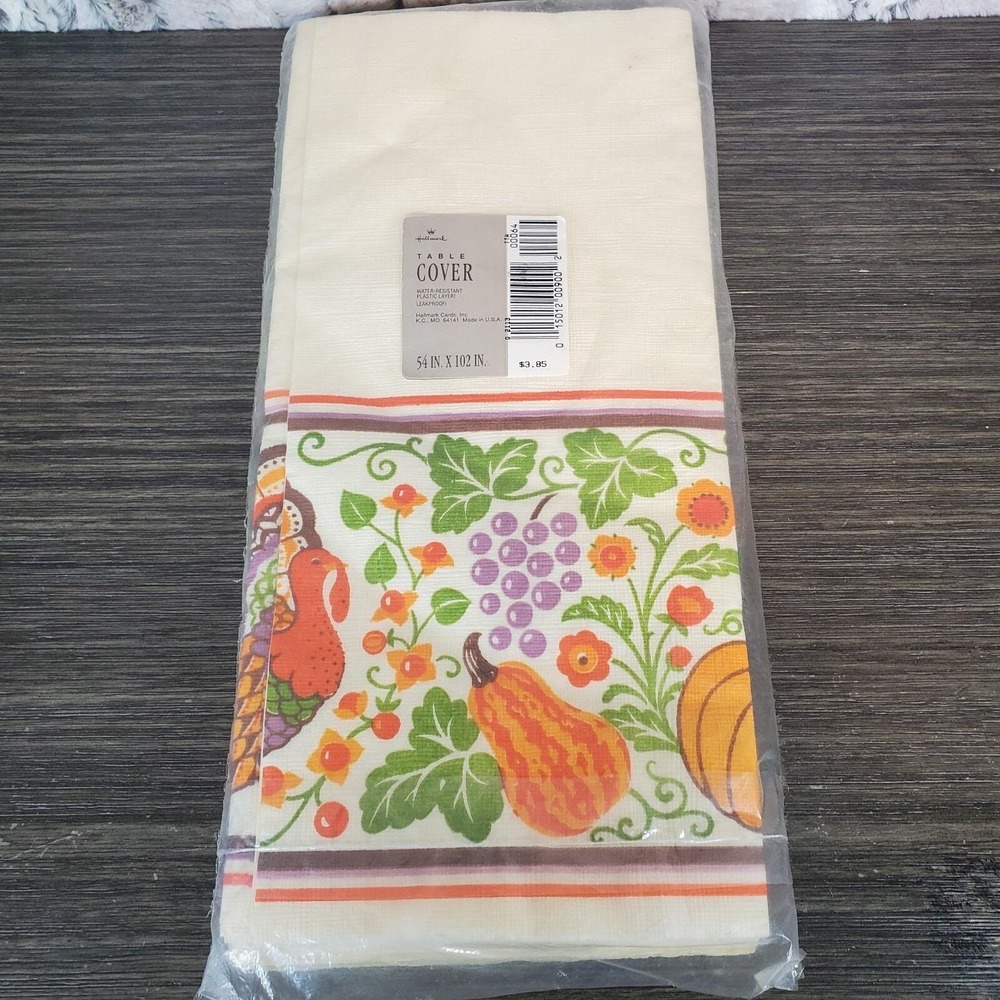 Vtg Hallmark Fall Harvest Thanksgiving Table Cloth Cover, Paper‎ 54"x102" Squash